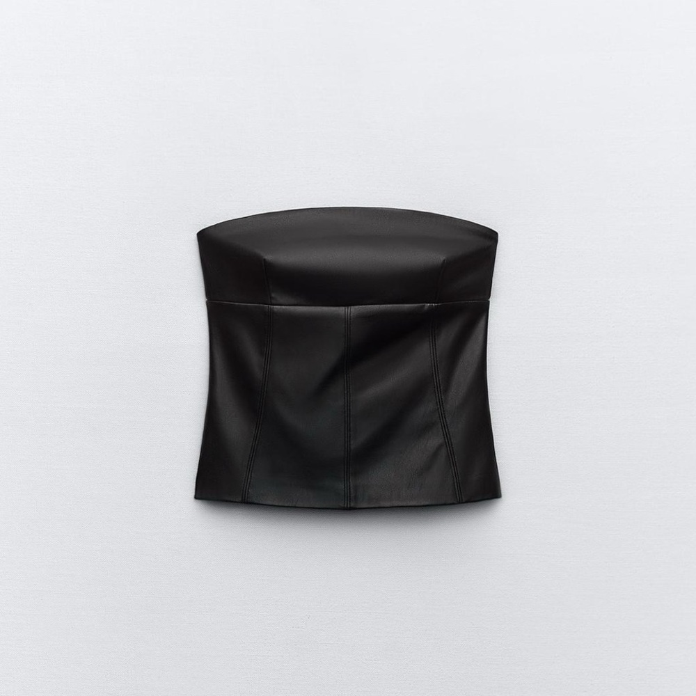Zara Strapless Faux Leather Tube Top